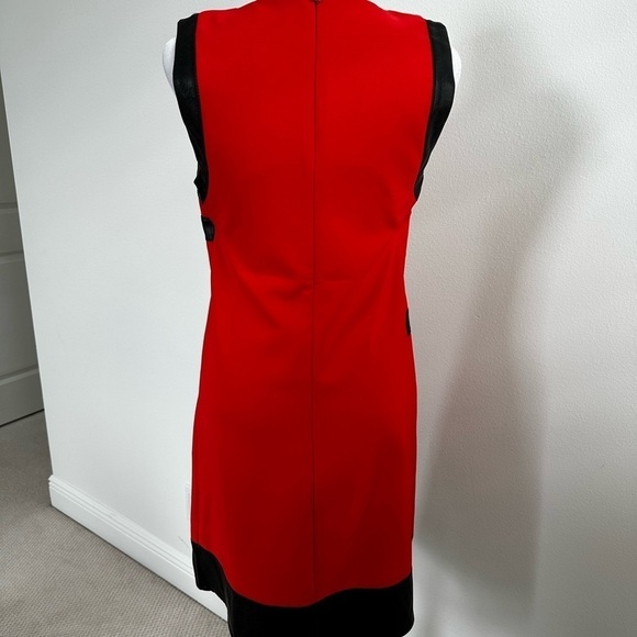 RINASCIENTO Red Dress with Black leather detailing & silver circle details - Picture 2 of 13